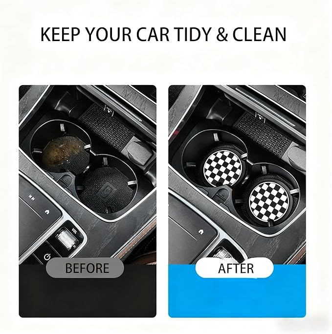 Car Interior Accessories Set – 2PCS Silicone Cup Holder Coasters & 1PCS Anti-Slip Dashboard Pad, Universal Non-Slip Rubber Mat for Phone Keys Sunglasses, Fit for Car SUV Truck