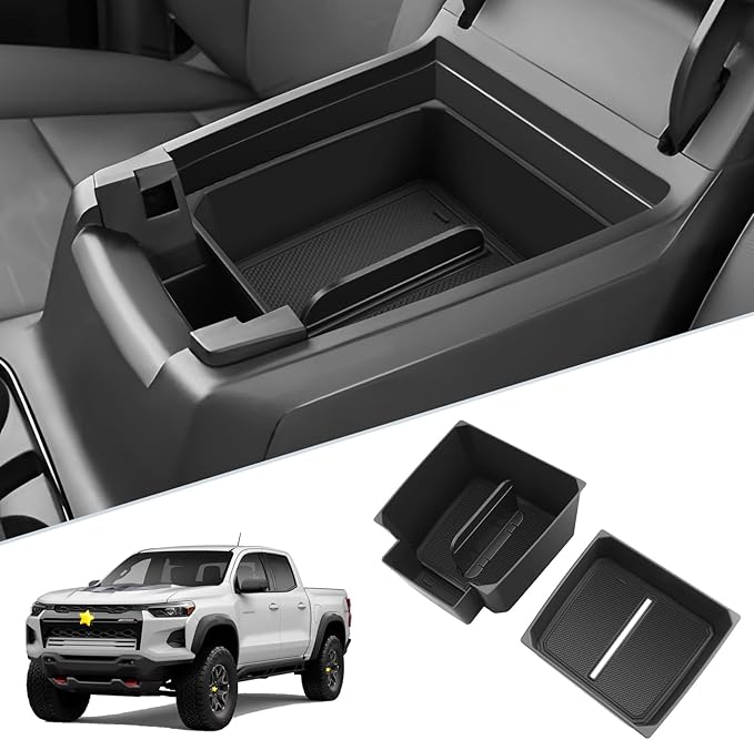 SKTU 2-Pack for 2023-2025 2026 Chevy Colorado/GMC Canyon Center Console Organizer for 2023-2026 Chevy Colorado/GMC Canyon Console Tray 2023 2024 2025 2026 Colorado Canyon Accessories Double Layers