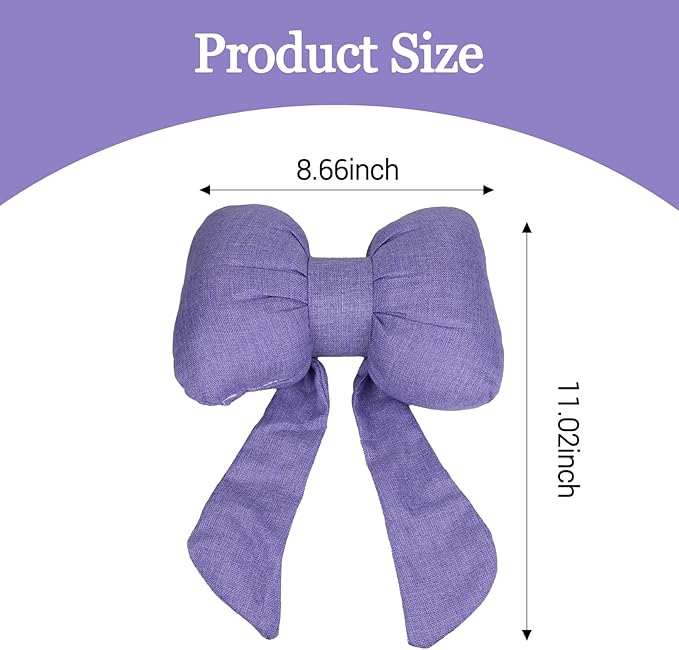 wuyaoyao Bow Car Headrest Pillow, Cute Bow Shape Car Neck Pillow, Soft Comfortable Automotive Seat Headrest Pillows for Driver, Universal Vehicle Neck Support Cushion for Sleeping Travel(Purple)