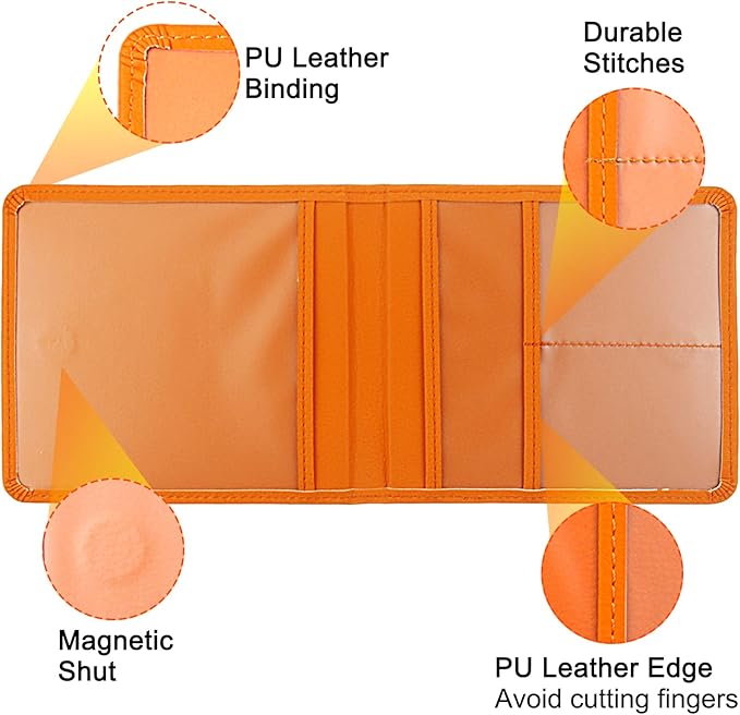 LumiMokki Car Registration and Insurance Holder, Leather Registration and Insurance Card Holder, Vehicle Glove Box Organizer - For Documents, Cards, License (Orange)