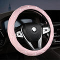 Diamond Leather Steering Wheel Cover Women, Girly Bling Steering Wheel Cover, Sparkly Non-Slip Soft, 15 Inch Interior Accessories for Women Girls Vehicle, Pink