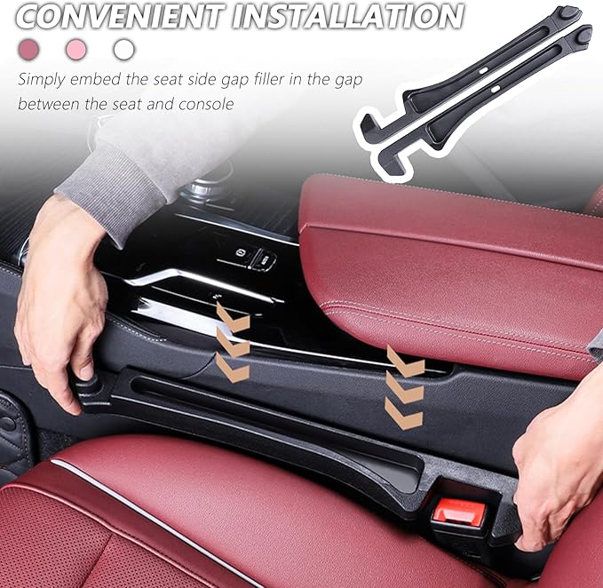 2PCS Car Seat Gap Filler Organizer and Carry Hook,Upgraded Multifunction Gap Filler for Car with Filling Gaps and Storing for Phones Keys,Universal No Drop Seat Guard for Cars
