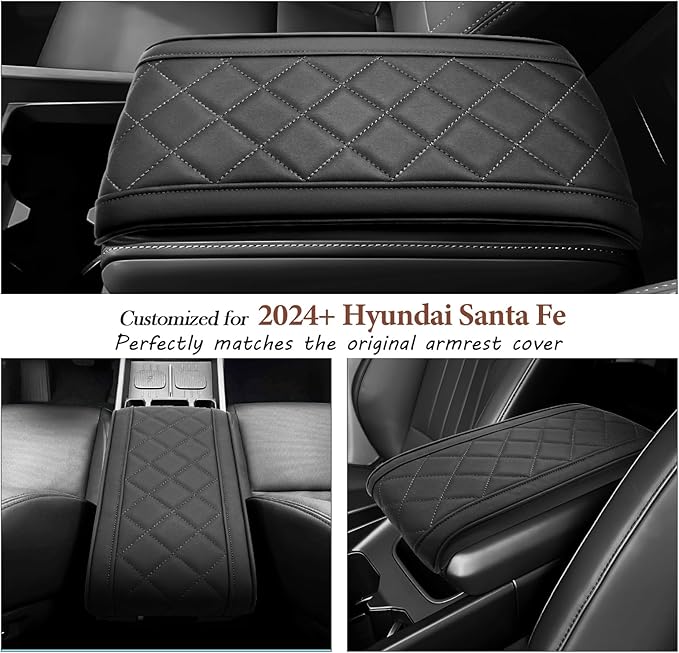 SKTU 2024 2025 2026 Santa Fe Accessories Center Console Cover Compatible with 2024 2025 2026 Hyundai Santa Fe Armrest Cover Hyundai Santa Fe 2024 2025 2026 Accessories Center Console Cushion (Black)