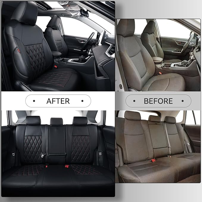coverdream Corolla Cross Leather Seat Covers Custom Fit for 2023-2026 Toyota Corolla Cross Hybrid S,SE,XSE,Nightshade SUV,Fully Covered,Luxury Waterproof Car Seat Protector(Full Set,Red/Black)