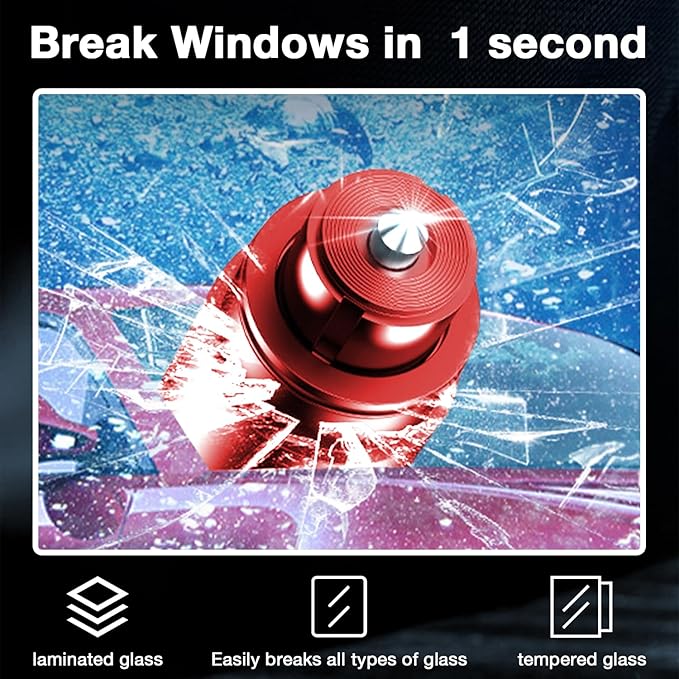 MOTORBUDDY Car Window Breaker Tool, 2-in-1 Window Breaker Seatbelt Cutter, Emergency Glass Breaker Keychain and Auto Escape Tool，Car Accessories
