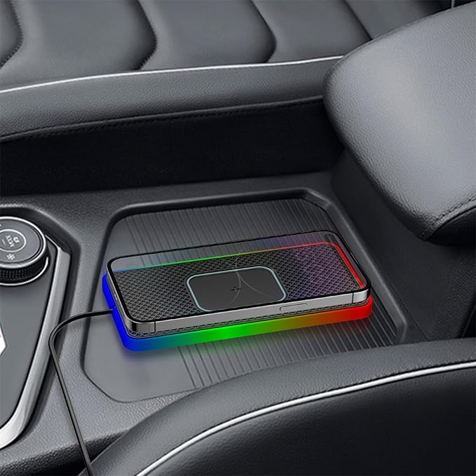 Silicone Wireless Charging Launch Pad Fast Charging Ambient Lights Design Type-C Car Wireless Mobile Phones Charger