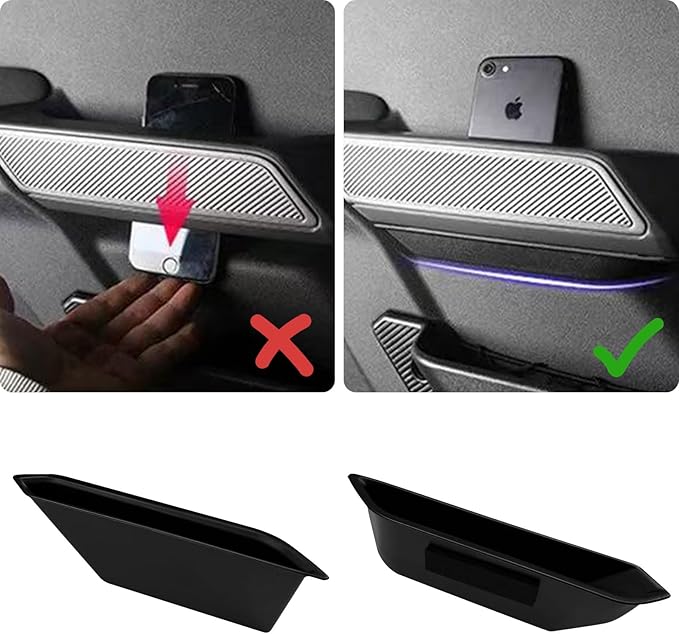 Xaido 2PCS Front Door Storage Box Compatible with Ford Bronco 2021-2025 Accessories, Front Door Grab Handle Storage tray, ABS Plastic, Black(Not for Sport Model)