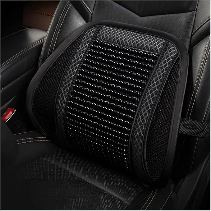 Car Seat Chair Back Cushion for Hyundai Tucson 2015 2016 2017 2018 2019 2020, Wooden Beads Ventilate Mesh Lumbar Brace Strong Durable Relieve Fatigue Summer Interior Accessories