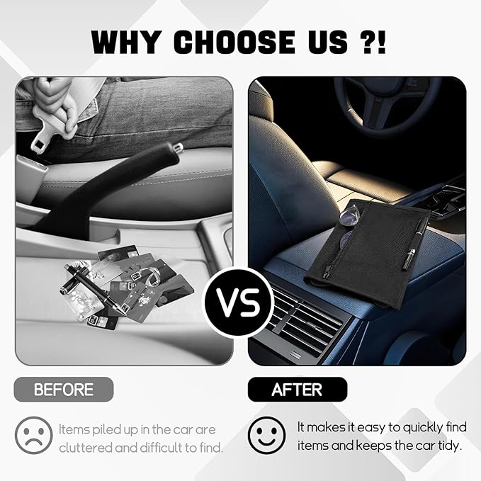 Hovom Car Glove Box Compartment Organizer, Car Registration and Insurance Holder, Owners Manual Case & Document Holder for Cars, Multi-Pocket Vehicle Paperwork Storage Pouch, Glove Box Storage Bag