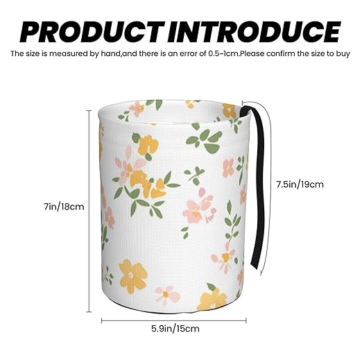 Car Trash Can Hanging, Yellow Floral Fragments Waterproof Auto Garbage Bin Universal Vehicle Waste Container, 3.5L Capacity