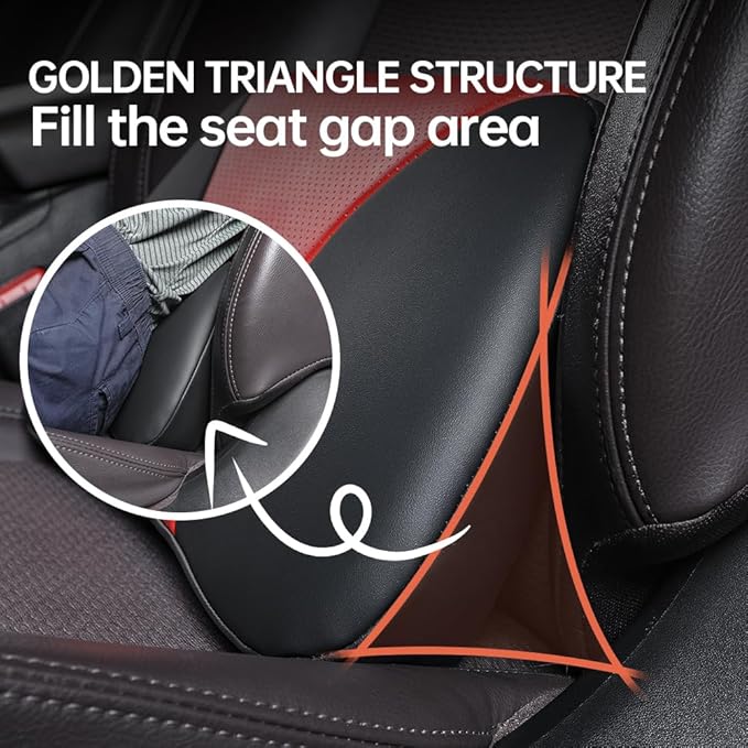 Aerovia 1p Memory Foam Lumbar Support Pillow for car Lower Back Pain Relief - Back Cushion for Driving, Chair Support for Car-Office Chair（Black&Red）
