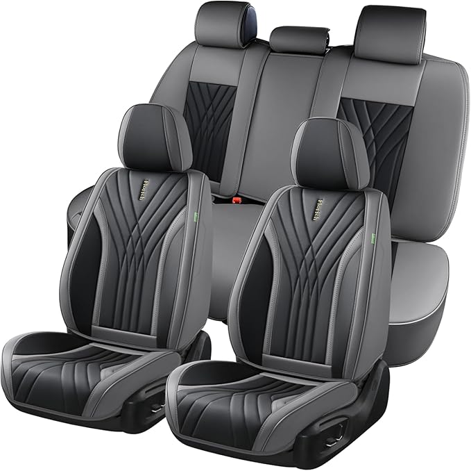 FLORICH Seat Covers, Front Leather Seat Covers, Car Seat Covers 2 PCS,Waterproof Seat Cover for Cars, Luxury Leatherette Gary Car Seat Cushion, Automotive Seat Covers for Sedan SUV Pick-up Truck
