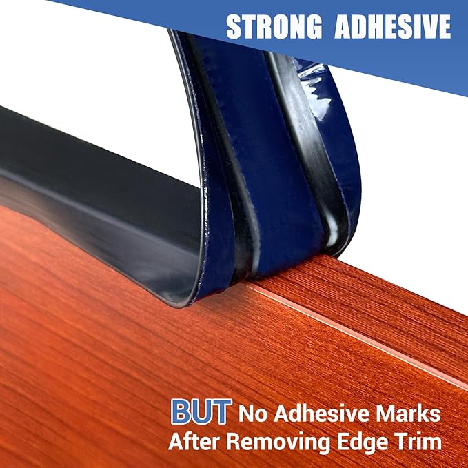 Slimline Cabinet Door Edge Protector, 3/4" Self Adhesive Peel and Stick Rubber Edge Guards, Flexible U Shaped Strips for Kitchen & Garbage Drawer Fronts, Edge Trims for Desks and Shelfves, Black, 10Ft