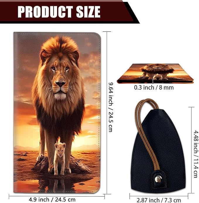 Yuxcfhjfe Car Registration and Insurance Holder, PU Leather Auto Document Holder for Men&Women, Vehicle Glove Box Compartment Organizer with Magnetic Shut for Driver's License, Llion Family Pattern