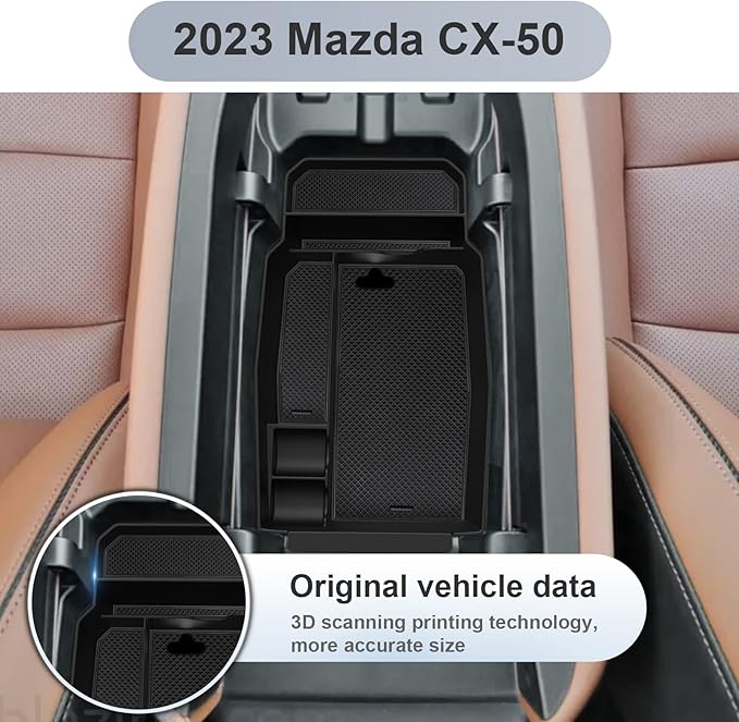 SKTU for 2023 2024 2025 2026 Mazda CX-50 Center Console Organizer 2024 2025 2026 CX50 Console Tray 2023 2024 2025 2026 CX50 Accessories ABS Armrest Secondary Storage Box with Coin Holder