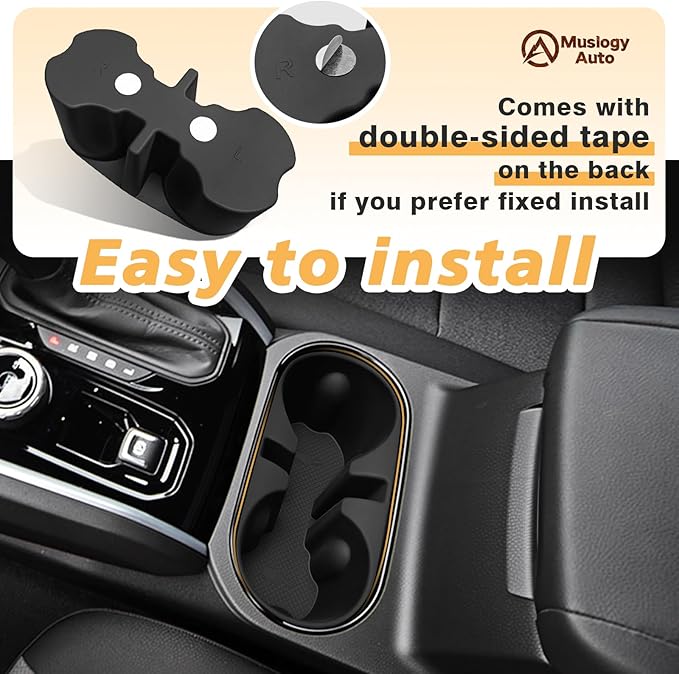 Muslogy Center Console Cup Holder Inserts Compatible with 2023-2025 Chevy Colorado & GMC Canyon Accessories Front Console Drink Holder Silicone Organizer Non-Slip Upgraded Snug Fit