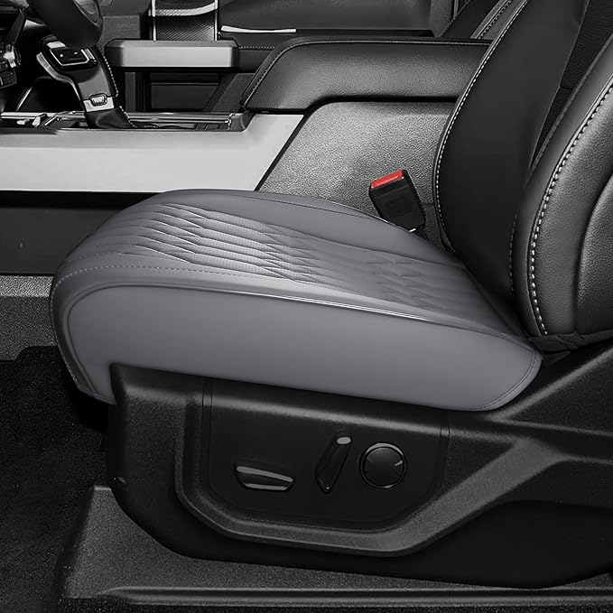 EQUIDEVDY 2 Pack Leather Bottom Car Seat Covers,Front Seat Covers for Cars,Driver Car Seat Cover,Luxury Faux Leather Seat Protectors,Full Wrap,Waterproof,for Most Vehicles,Sedan,SUV,Truck (Gray)