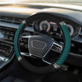 Car Steering Wheel Cover, Steering Wheel Accessories, Breathable Microfiber Leather Auto Wheels Protector, Universal 15 Inch Anti-Slip Protector for SUV Sedan Truck (Bling-Dark Green)