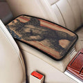 Happy Camper Bear Center Console Cover Pad, American Flag Car Armrest Seat Box Cover Cushion Universal for Most Vehicle SUV Truck, Car Interior Accessories Decor, Protect from Pet Claws & Dirt