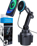 Magnetic Cup Phone Holder Car Wireless Charger for MagSafe, 15W Fast Charging Car Mount Stand for iPhone 16 Pro Max/15/14/13/12, Cupholder Expander, LED Light Ring, Strong N52 Magnets