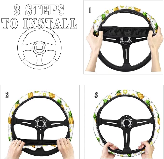 AFPANQZ Colorful Steering Wheel Cover for Women Sweat Absorbing Non-Slip Steering Wheel Covers 15 inch Universal Fit Alomost Steering Wheel Breathable Grip Cover