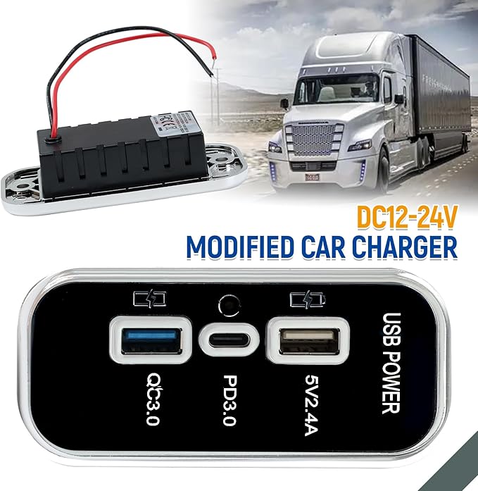 3 Ports 12V RV USB Outlet 45.5W, 2PCS PD3.0 Type-C Quick Charge & Dual USB A Port 3.1A Panel Wall Mount, Automotive Car Socket Charger Adapter for RV Marine Boat Bus ATV Motorcycle Truck,2PCs Silver