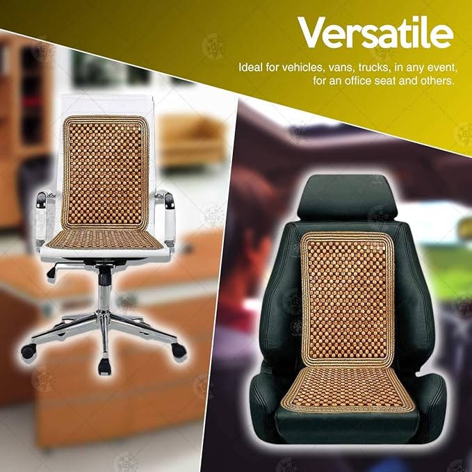 VaygWay Wood Beaded Comfort Seat Cushion Seat Cover – 2 Pcs. Wooden Beaded Car Seat Cover – Natural Wood Double Strung Beads – Massage Comfort Cover Car Seat – Universal SUV Auto