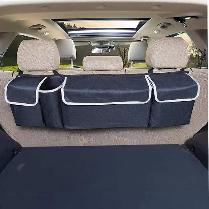 Car Trunk Organizer, Backseat Hanging Organizer with 4 Pockets Waterproof Trunk Organizer and Storage for SUV, Truck, Van, Cargo.
