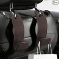 2PCS Purse Holder for Car, Purse Hook for Car, Leather Headrest Hooks for Automotive Back Seat, Auto Accessories Back Seat Organizer Hook for Grocery Bag Handbag Coat (Brown, 2PCS)