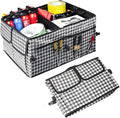 Hovom Car Trunk Organizer, Collapsible Trunk Storage Box for SUV, Multi-Compartment Car Organizers and Storage, Large Capacity Backseat Organizer for Most Cars SUVs Trucks Sedans (Checkerboard)