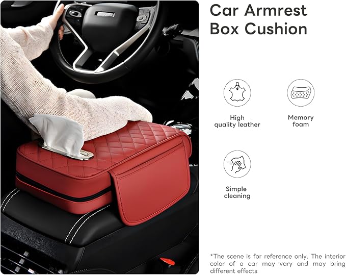 Civenhhd Car Armrest Pad, Universal Armrest Cushion Pad, Leather Armrest Box Pad