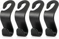 4 Pack Car Seat Headrest Hooks - Universal Back Seat Hanger for Purses, Grocery Bags, and Handbags - Stylish Black Car Organizer Hooks for Interior Storage, Easy Installation, Fits Most Vehicles