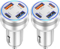 [2-Pack] Car Charger USB C, 4 in 1 65W Fast Charging 4-Port Dual USBC & USB A Car Phone Charger Cargador Carro Lighter Adapter for iPhone 17 16 15 14 13 12 Pro Max, iPad, Samsung,Tablet, Android