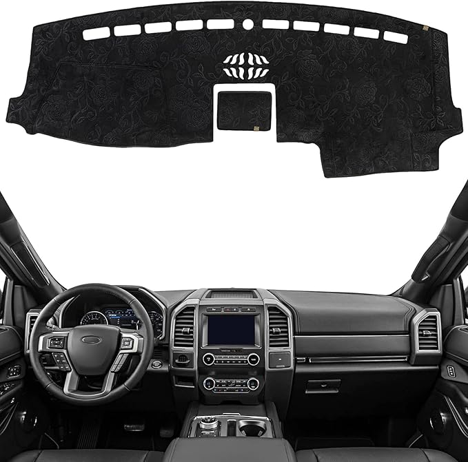 KEYOOG Dashboard Cover Dash Mat Fit for 2020-2015 Fo-rd F-150,2020-2018 Expedition (for W/Dash Center Speaker Models Only),Car Dash Board Mat Anti-Glare Carpet,Non-Slip Pad (Flannel)