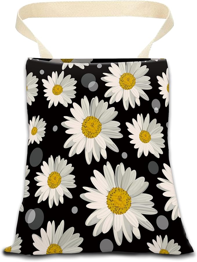 ANKVRP Car Garbage Can, Hanging Car Trash Can Bag for Back Seat Organizer, White Daisy