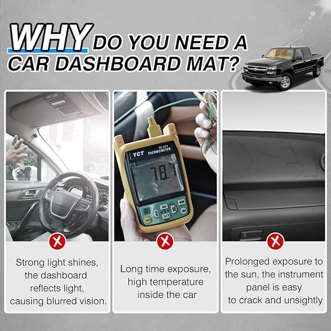 Cartist Dash Cover Compatible with GMC Sierra/Chevy Chevrolet Silverado 1999-2006, GMC Yukon XL/Chevy Suburban Tahoe Avalanche 2000-2006 Dashboard Cover Mat Non-Slip Pad Carpet Sunshield Protector