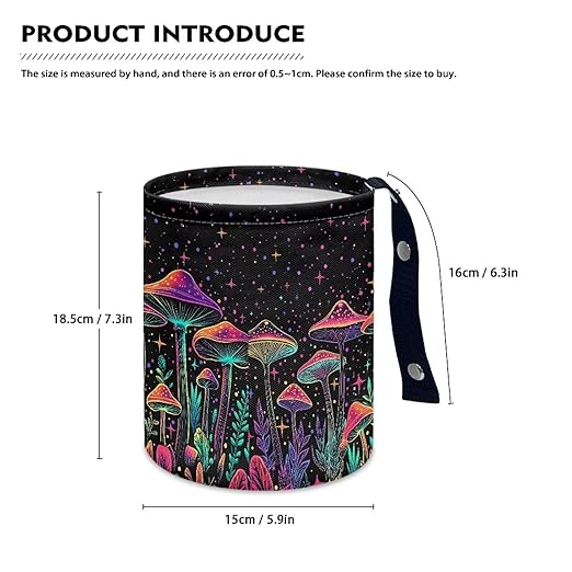 Brosoneto Colorful Mushroom Car Garbage Bin Car Trash Bin Car Trash Can Bags Collapsible Accessories Trash Can Rubbish Bin Garbage Bin Decoration Car Interior Universal