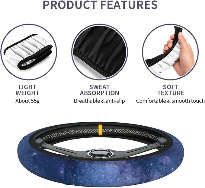 Custom Car Steering Wheel Cover Personalized Anti Slip Car Wheel Protector Add Your Image Text Universal 15 Inch Cover Accessories Fit for Truck, SUV, Trailer, Black