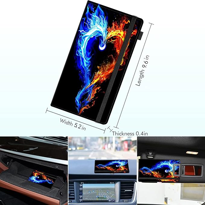 RAUEDWDJS Car Registration and Insurance Holder,Leather Vehicle Glove Box Organizer Wallet Case for Driver's License,ID Key Information Cards-Luminous Love