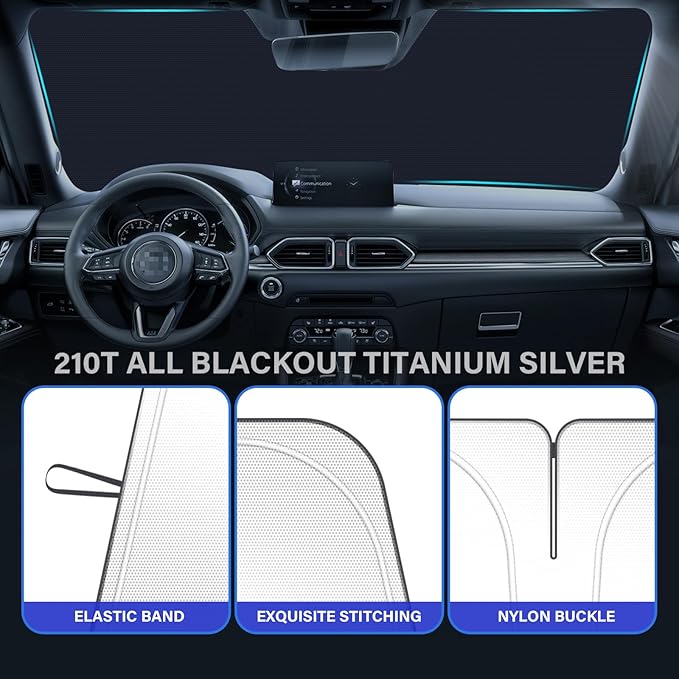 SHINEHOME Car Windshield Sun Shade Compatible with 2017-2023 2024 2025 Mazda CX-5 CX5 Accessories Sport, Touring, Grand Touring, 4 Door Crossover Foldable Sunshade Custom Windshield Sun Visor