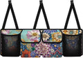 Dreaweet Boho Floral Print Car Trunk Organizer for Sedan Collapsible Hanging Car Storage Organizer Accessories Interior for Women Large Capacity 4 Pockets Car Organizer for SUV Trucks Minivan