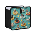 Car Trash Can Organizer Bin with Adjustable Strap for Back Front Seat Console Waterproof Leakproof Collapsible Portable 11 Inch Teal Swimming Pool Dogs and Ducks