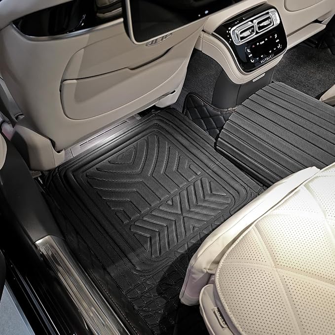 Mandark Car Floor Mats Full Set, 5PCS Deep Dish All Weather Waterproof Heavy Duty Vehicle Pad, Automotive Interior Protection Flooring Liner Accessories, Universal for SUV Sedan Truck (Black)