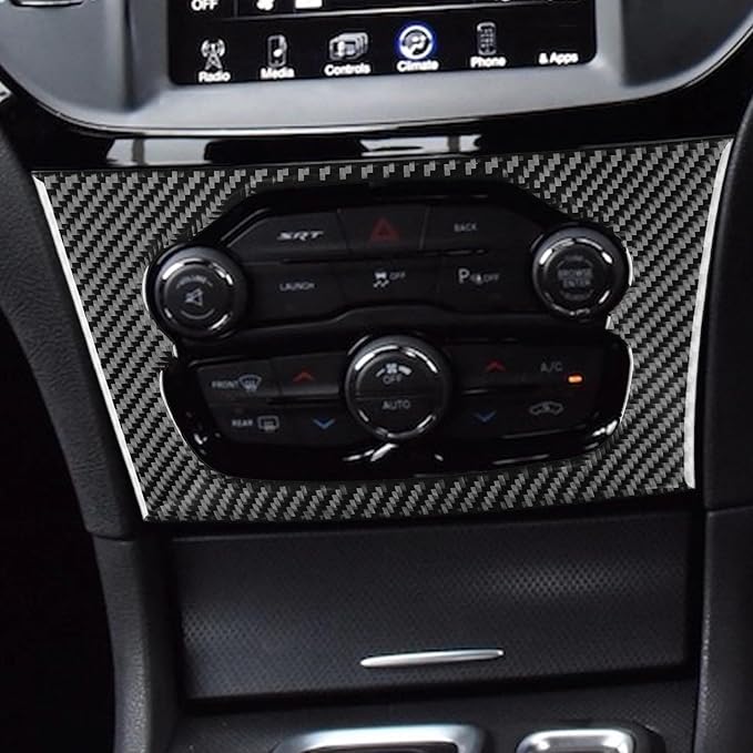 NVCNX Real Premium Carbon Fiber for Chrysler 300 Accessories 2015-2023 2016 2017 2018 2019 2020 2021 2022 S/C/Limited/Touring Car Dash AC Climate Control Panel Cover Interior Trim Sticker Decal 2PCs