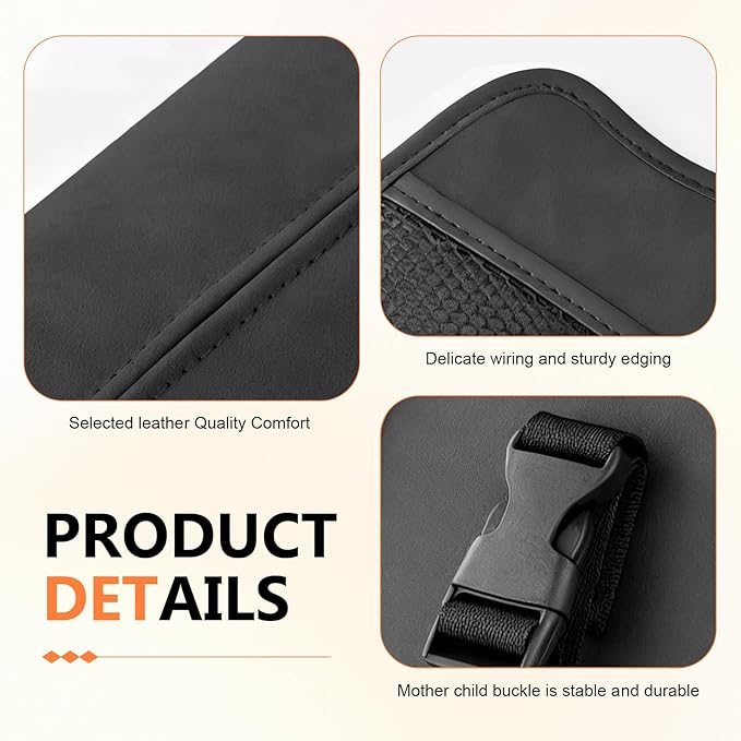 Car Tissue Holder, Leather Seat Side Strap-On Organizer Box with Mesh Net, Multifunctional Hanging Card Cup Holder Storage Bag, Universal for Most Cars (Black)