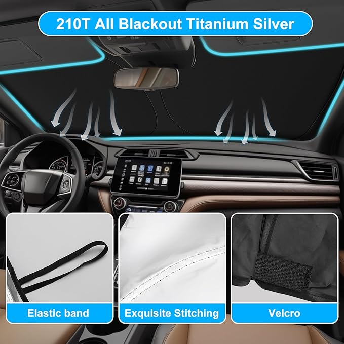 SHINHOME Windshield Sun Shade for 2023 2024 2025 2026 Honda CRV SUV, LX, EX, EXL, Sport, Sport-L,Touring Hybrid, Front Window Sun Visor Blocks UV Rays Foldable CR-V Accessories