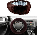Fluffy Steering Wheel Cover, Winter Warm, Suitable for Most Car Steering Wheels in The 14-15 Inch Range (Coffee, 1PCS)