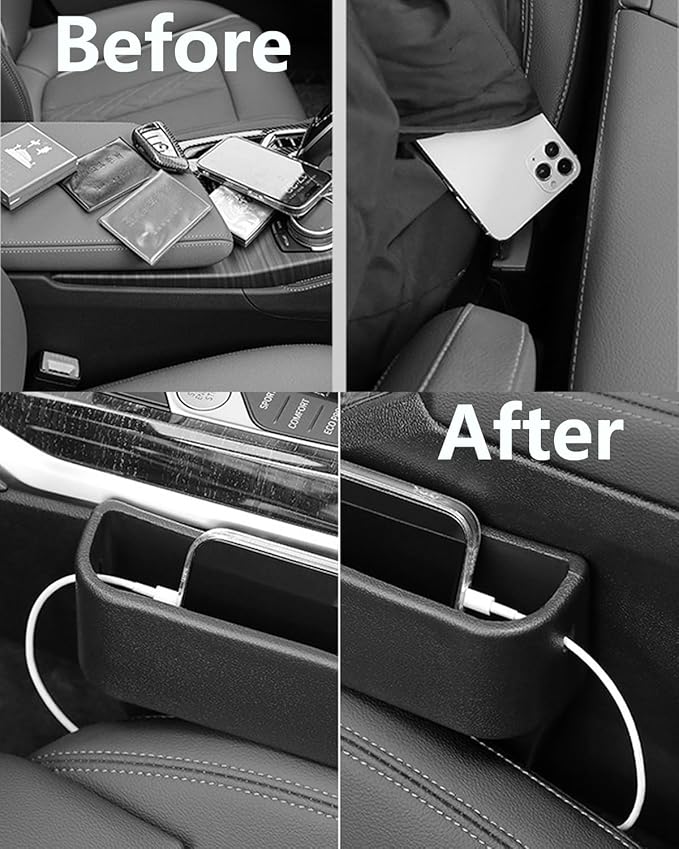 GAWOND Car Seat Gap Filler Organizer, Seat Side Gap Plug with Storage Avoids Things Falling, Universal Fit Fill The Gap Between Seat and Console, Perfect for Car, SUV, Truck (Brown-1 Pack)