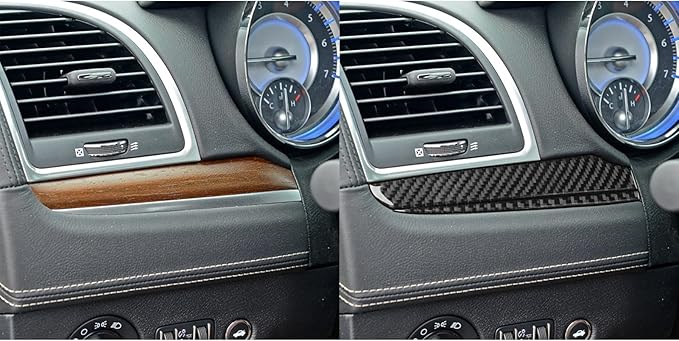 NVCNX Real Premium Carbon Fiber for Chrysler 300 Accessories 2015-2023 2016 2017 2018 2019 2020 2021 2022 S/C/Limited/Touring Car Dash Board Dashboard Panel Strip Cover Interior Trim Sticker 6PCs