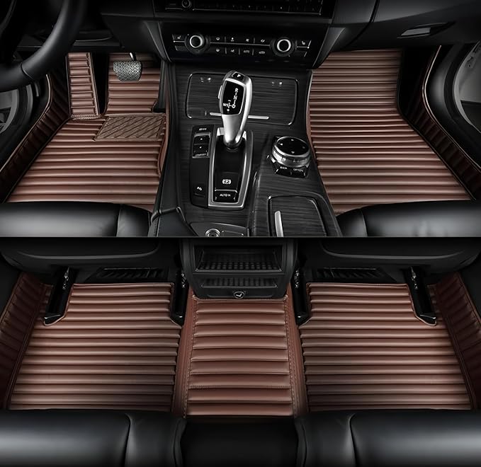 SARAHS Customized car Floor mats -Suitable for 99% of Cars, SUVs, and Trucks - car Pads to Protect Vehicle Interior Floor Accessories (Brown Horizontal Stripe)